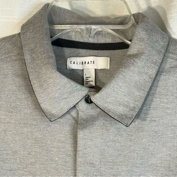 Calibrate Men's Gray shirt Jacket black contrast snap button size L - Picture 3 of 11